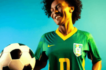 jogadora do brasil com bola de futebol