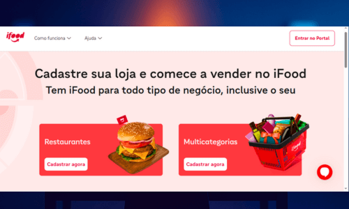 Tela inicial do site iFood Parceiros 2026 mostrando onde clicar na opção Restaurantes